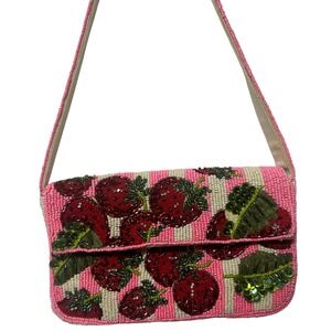 Anthropologie The Fiona Beaded Bag Food & Drink Edition Strawberry Craze